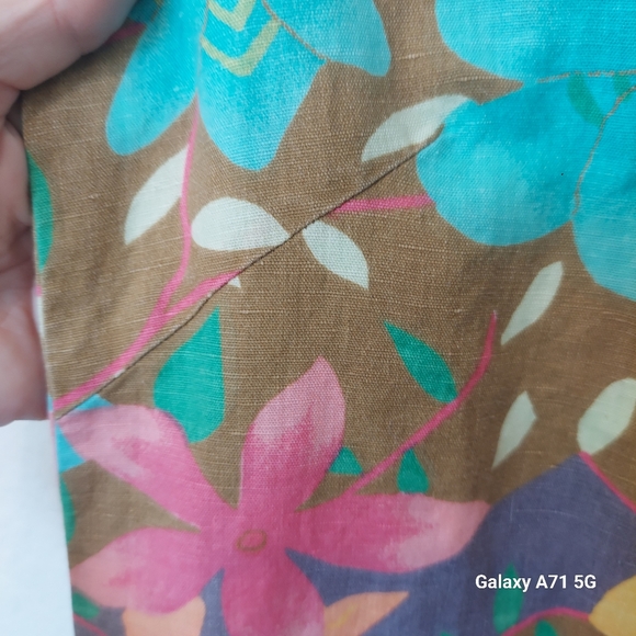 Vintage 1950's A Line Floral Dress Short Sleeve Side Slits Sz S - Picture 12 of 15